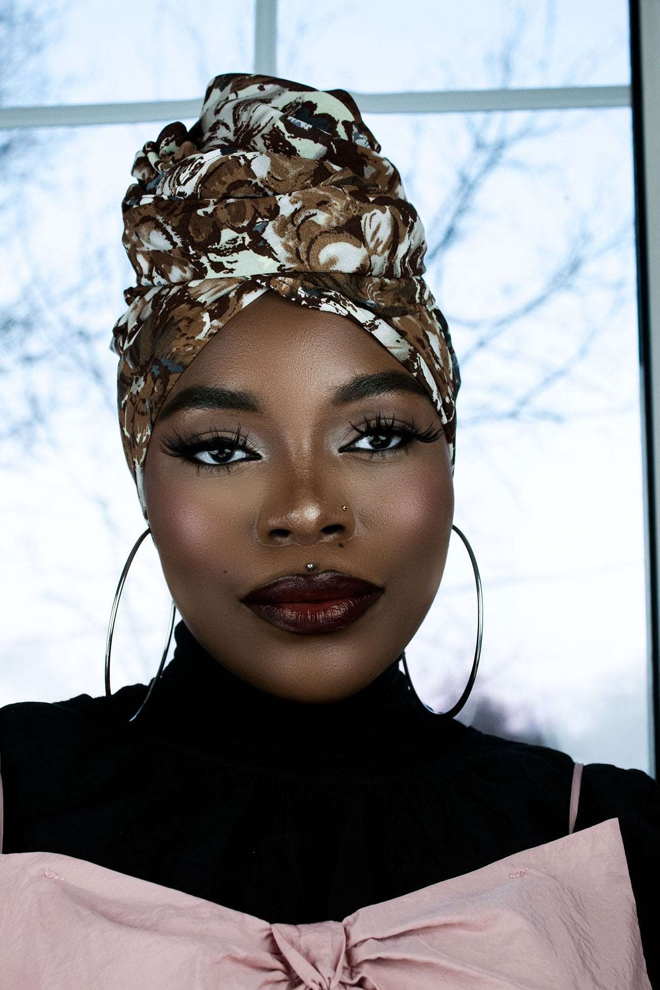 YASMIN FLORAL CHIFFON HIJAB - DARK COCO