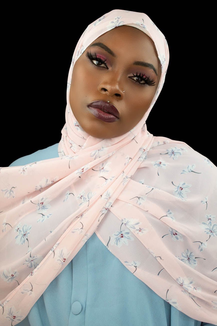 YASMIN FLORAL CHIFFON HIJAB - PINK