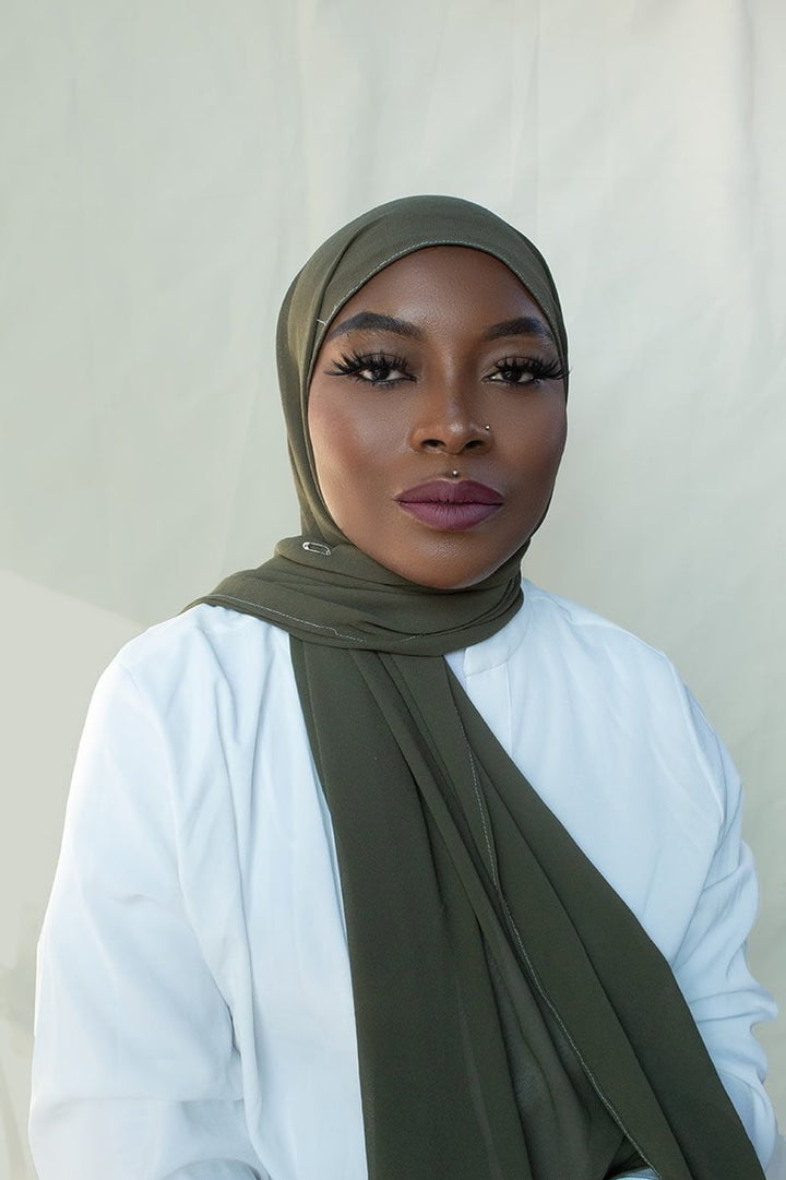 LUXURY CHIFFON HIJAB SET - OLIVE