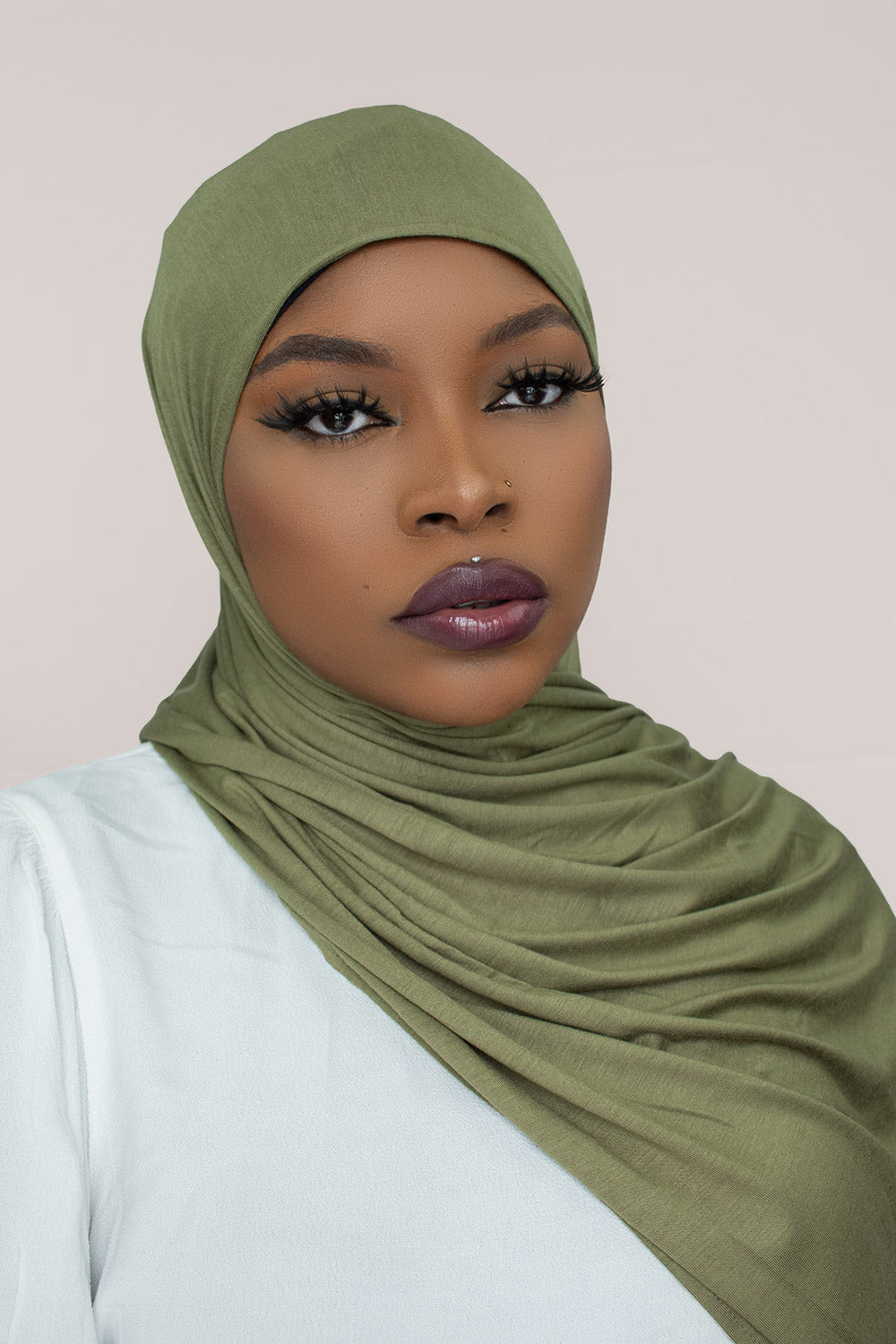 INSTANT PRE-SEWN JERSEY HIJAB - olive green