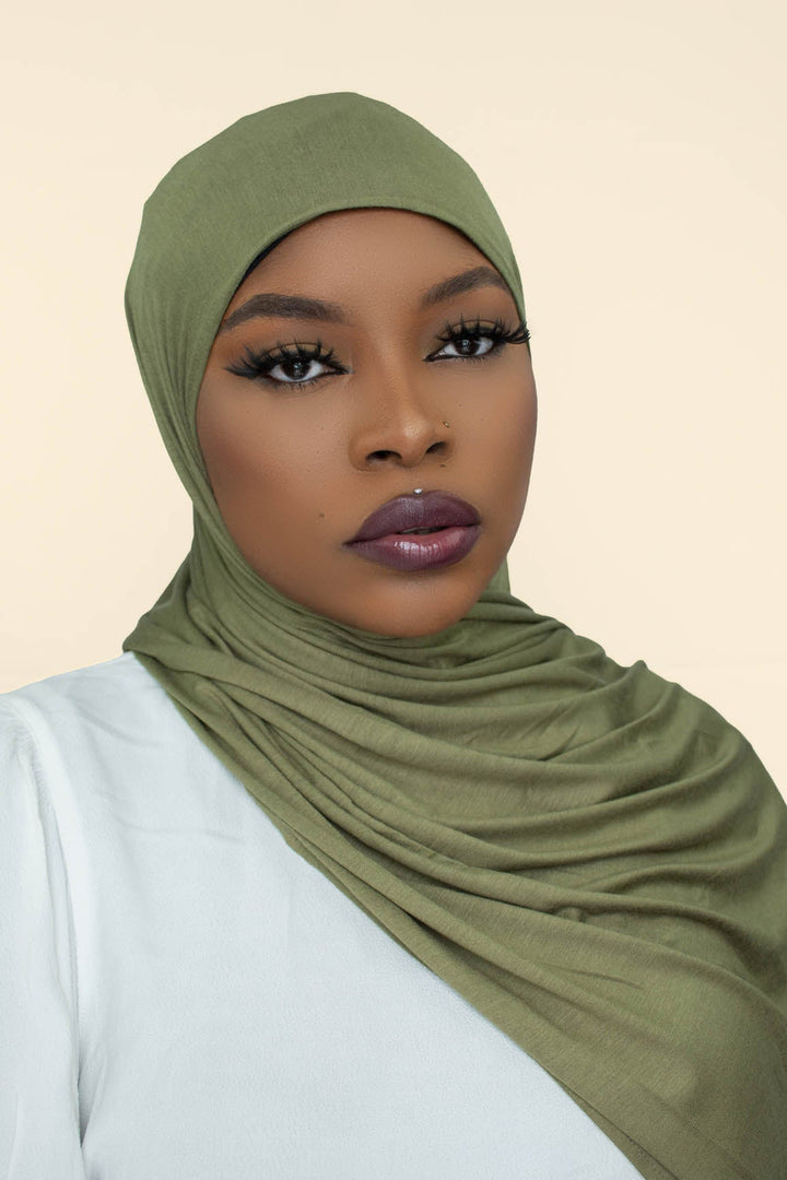 INSTANT PRE-SEWN JERSEY HIJAB - OLIVE