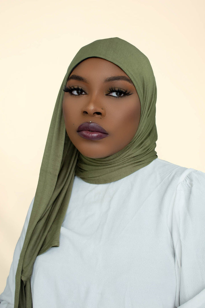 INSTANT PRE-SEWN JERSEY HIJAB - OLIVE
