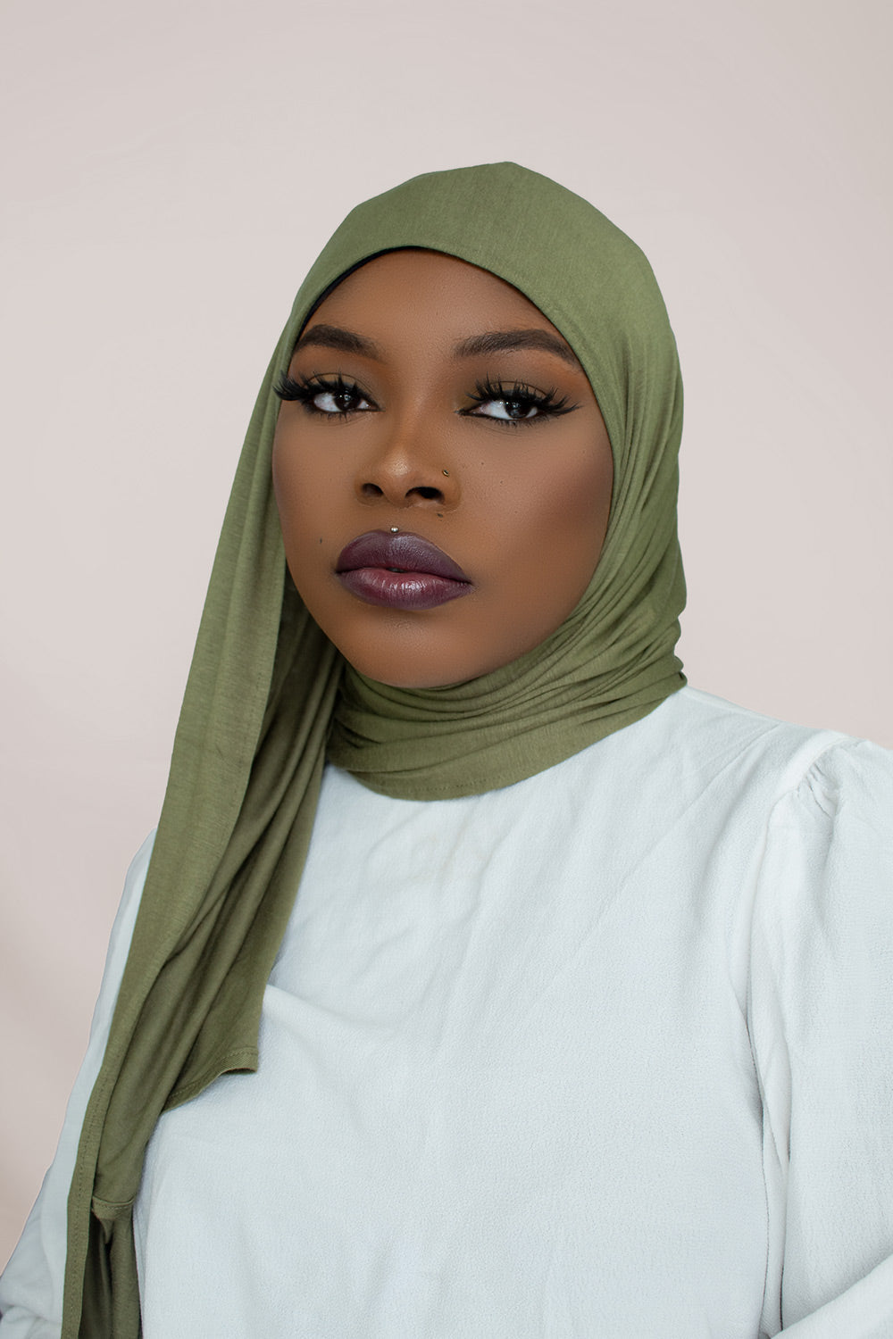 INSTANT PRE-SEWN JERSEY HIJAB - olive green