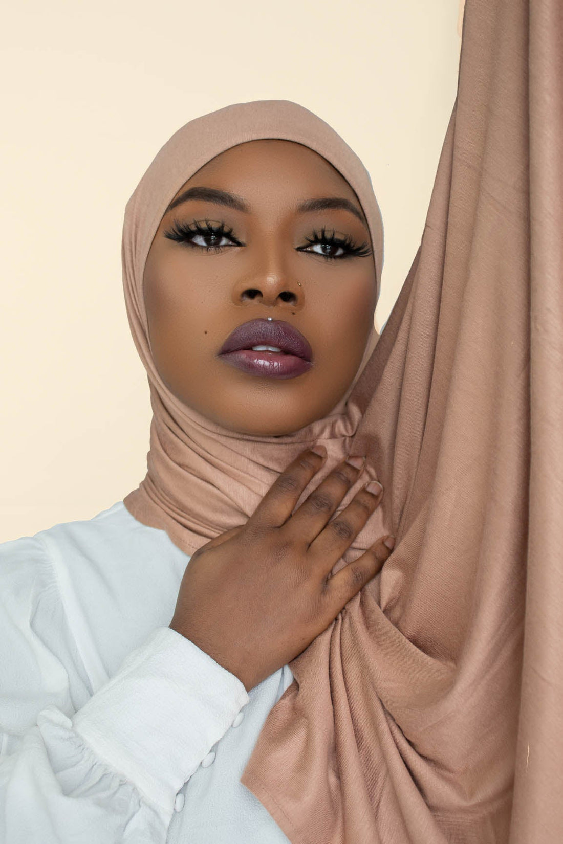 INSTANT PRE-SEWN JERSEY HIJAB - DESERT BEIGE