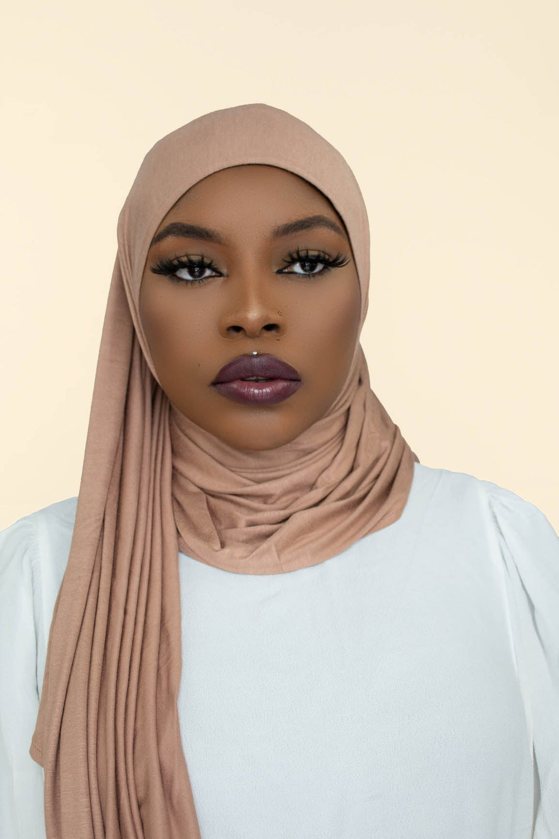 INSTANT PRE-SEWN JERSEY HIJAB - DESERT BEIGE