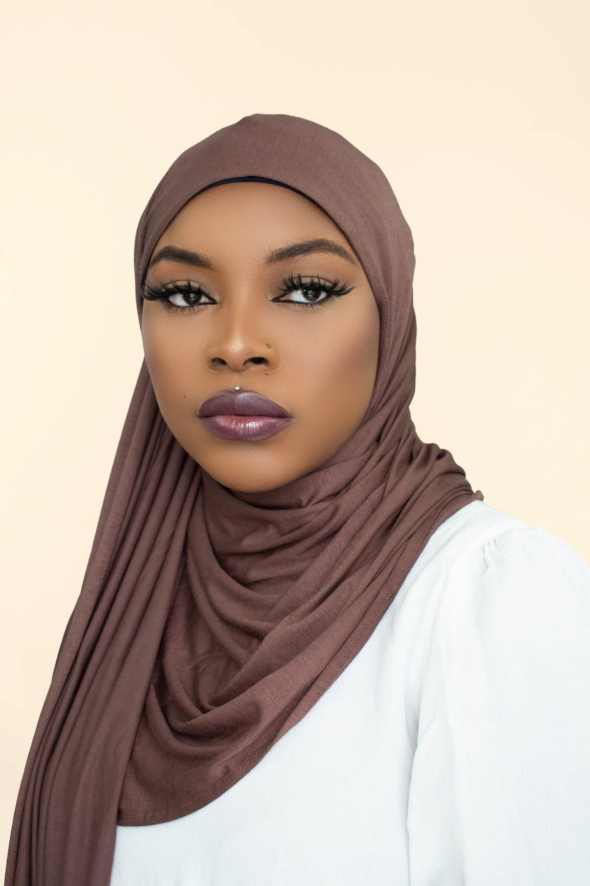 INSTANT PRE-SEWN JERSEY HIJAB - COFFEE