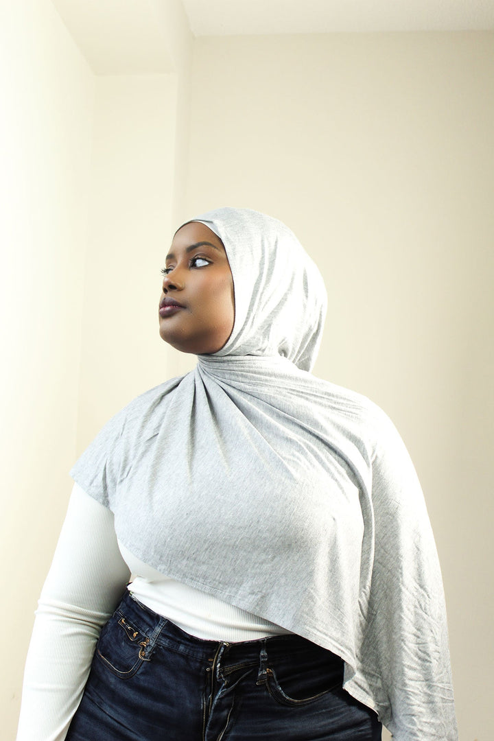 INSTANT PRE-SEWN JERSEY HIJAB- GREY