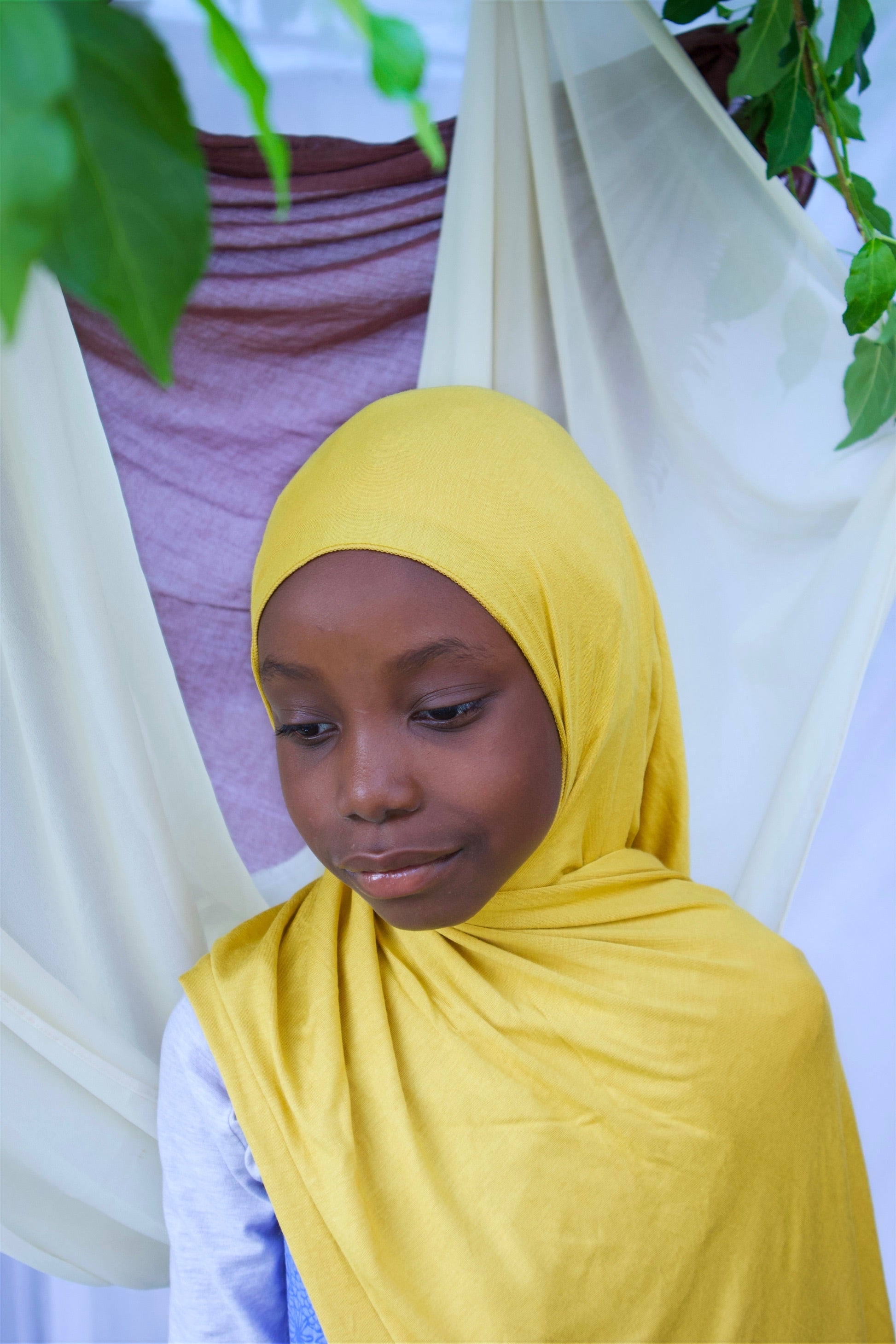GIRLS INSTANT PREMIUM JERSEY HIJAB - YELLOW
