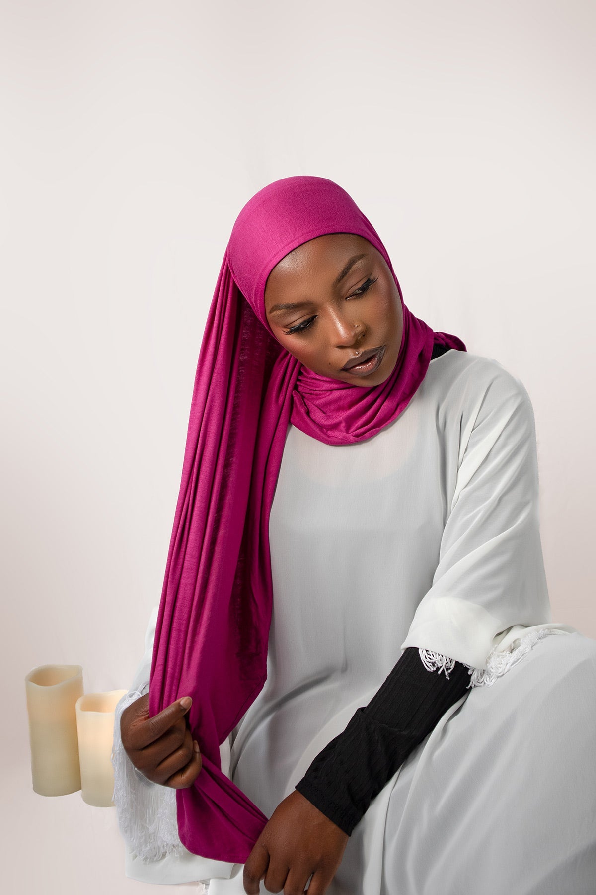 INSTANT PRE-SEWN JERSEY HIJAB -  PINK