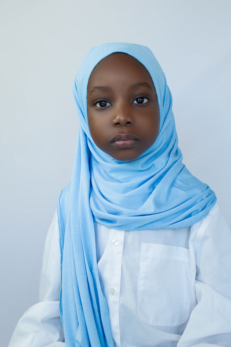 GIRLS INSTANT PREMIUM JERSEY HIJAB -SKY BLUE