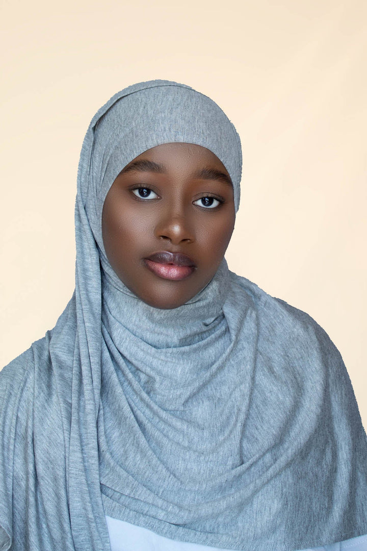 INSTANT PRE-SEWN JERSEY HIJAB- GREY