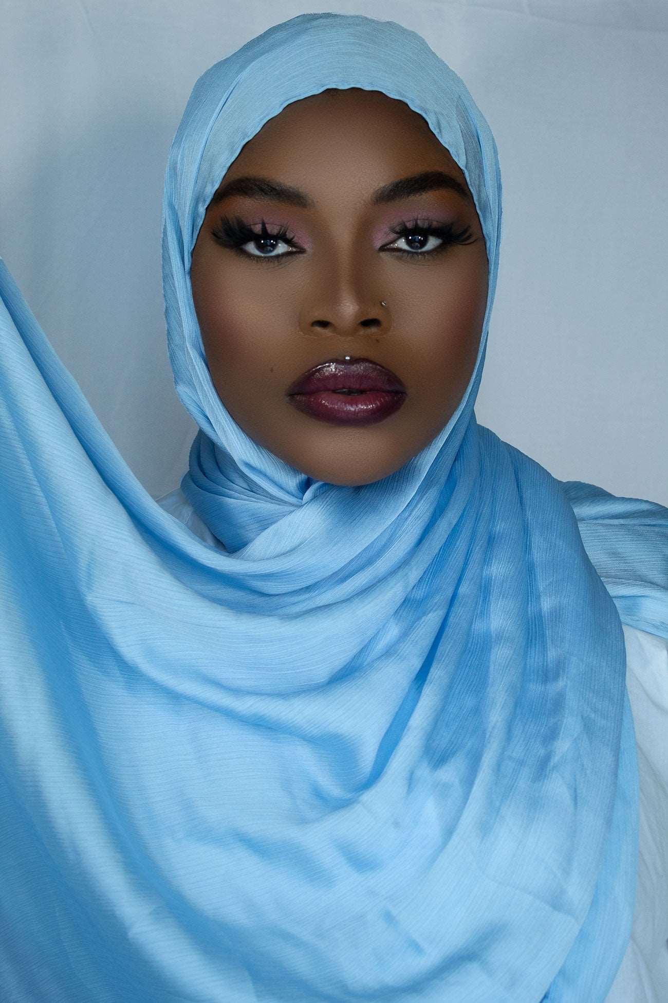 PREMIUM CRINKLE SATIN HIJAB - SKY BLUE