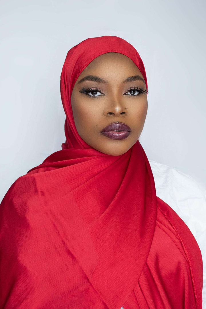 PREMIUM CRINKLE SATIN HIJAB -RED