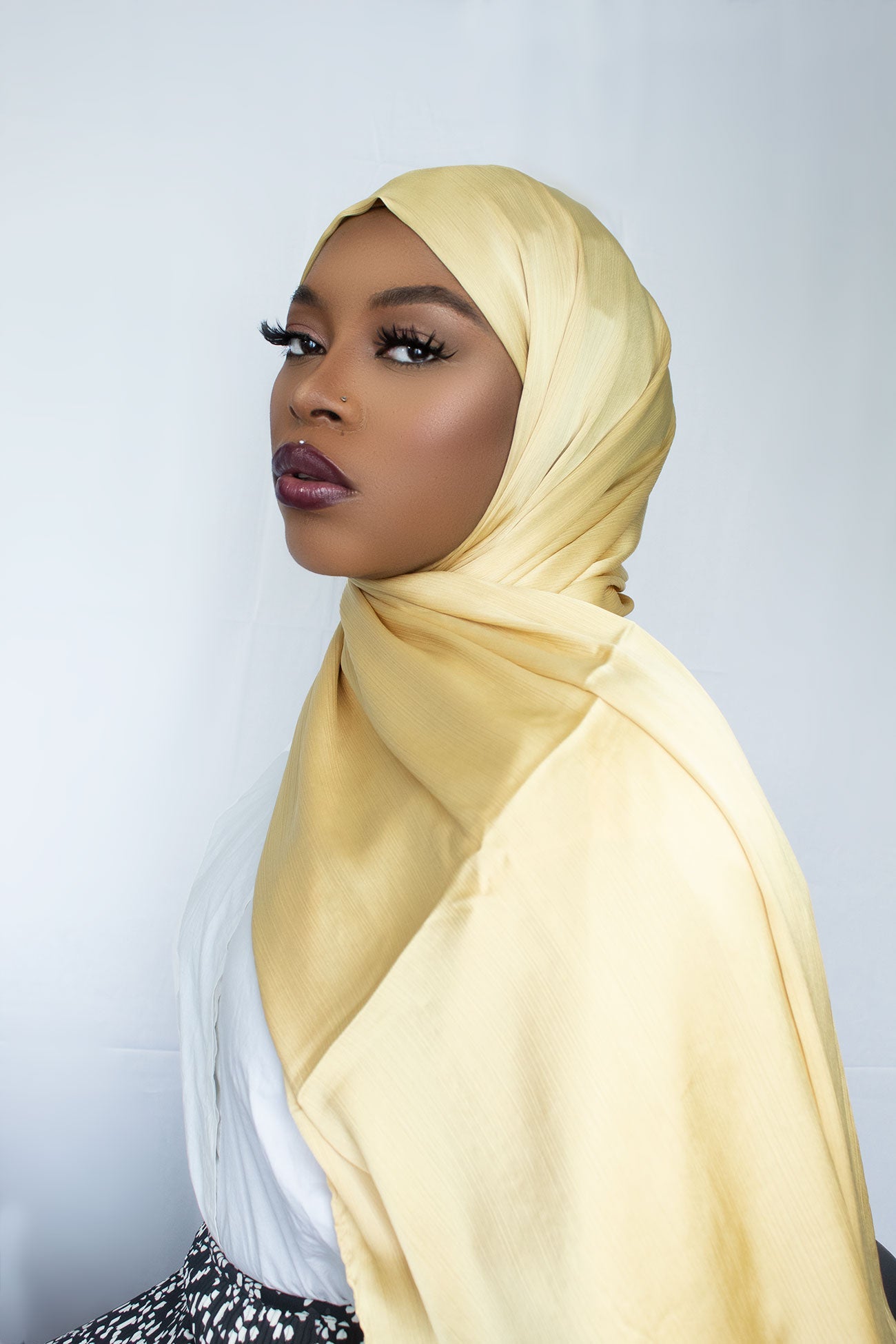 PREMIUM CRIKLE SATIN HIJAB - YELLOW GOLD