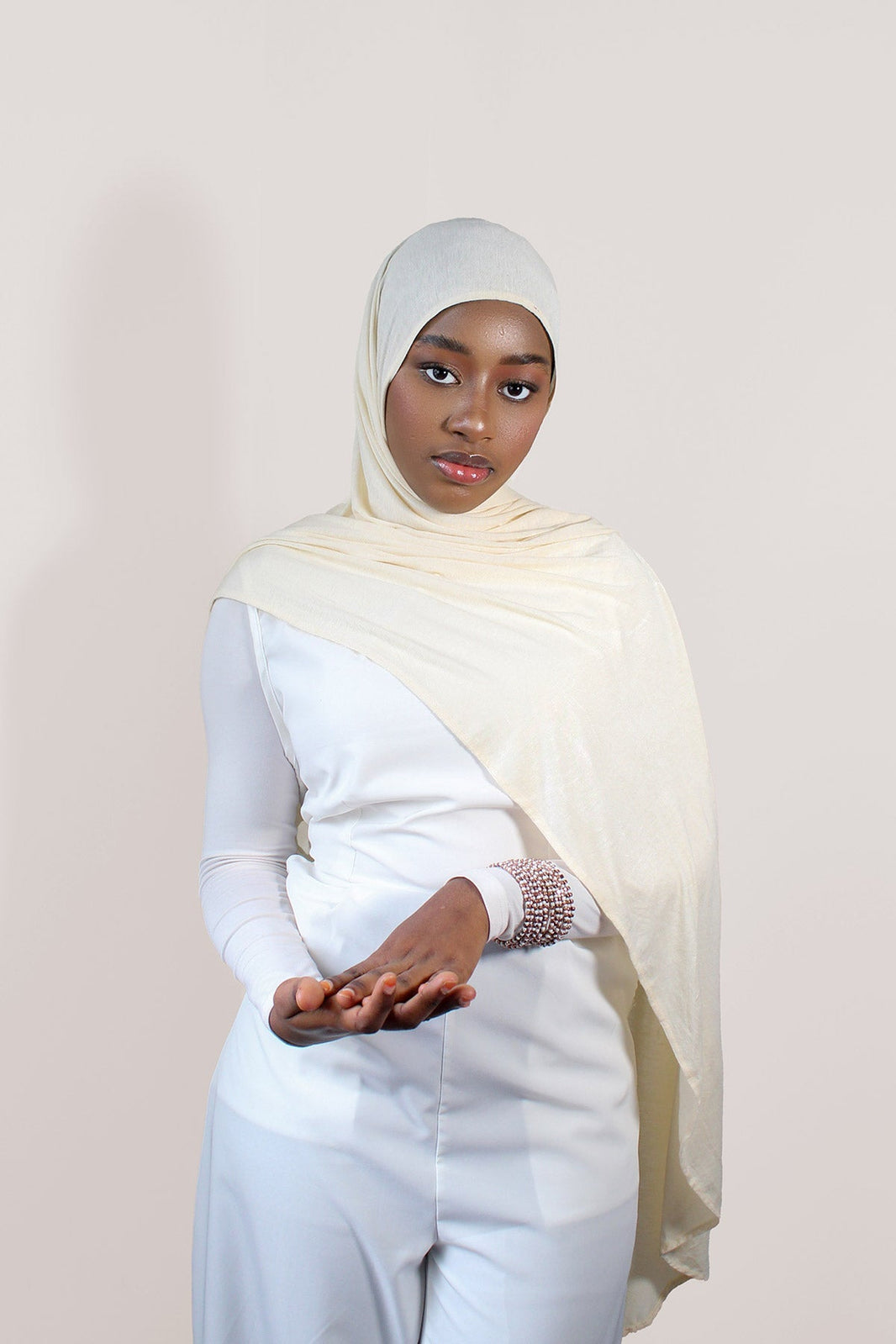 INSTANT PRE-SEWN JERSEY HIJAB - CREAM VANILLA