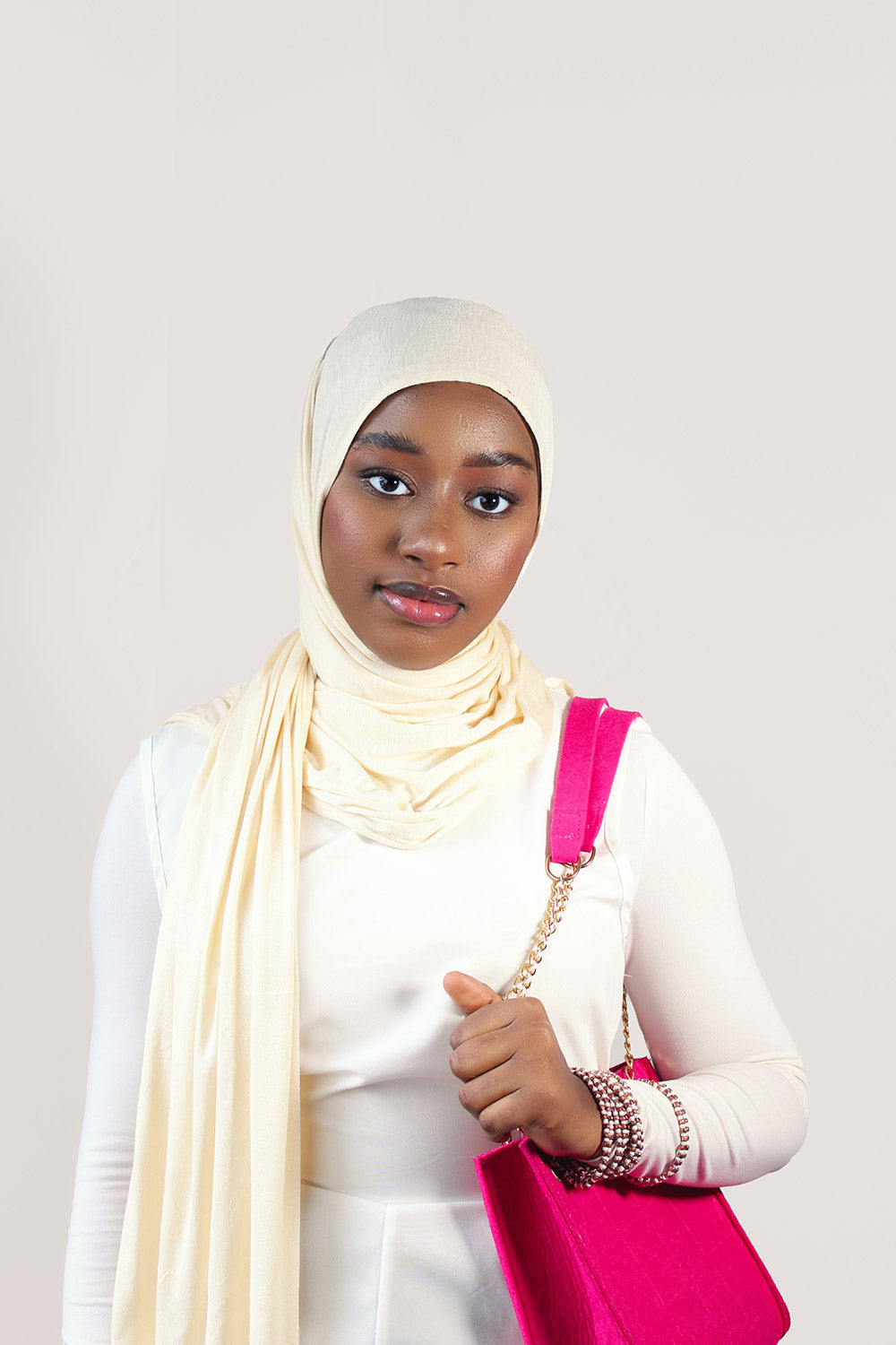 INSTANT PRE-SEWN JERSEY HIJAB - CREAM VANILLA