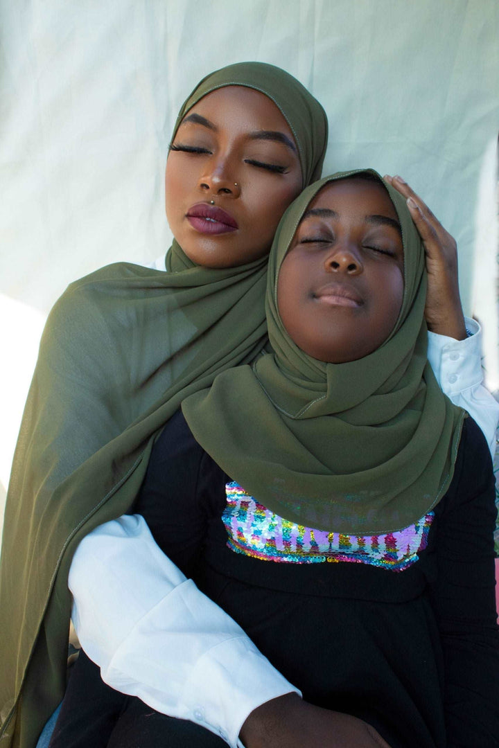 LUXURY CHIFFON HIJAB SET - OLIVE