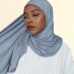 INSTANT PRE-SEWN JERSEY HIJAB - BLUE HEATHER
